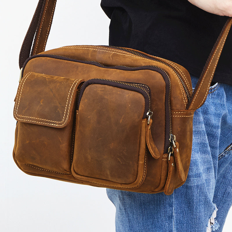 Vintage Cool Leather Mens Messenger Bags Shoulder Bag CrossBody Bags F