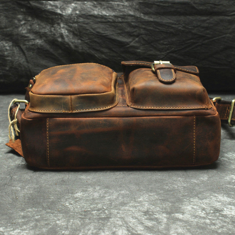 Vintage Leather Men Messenger Bag Shoulder Bag CrossBody Bag For Men