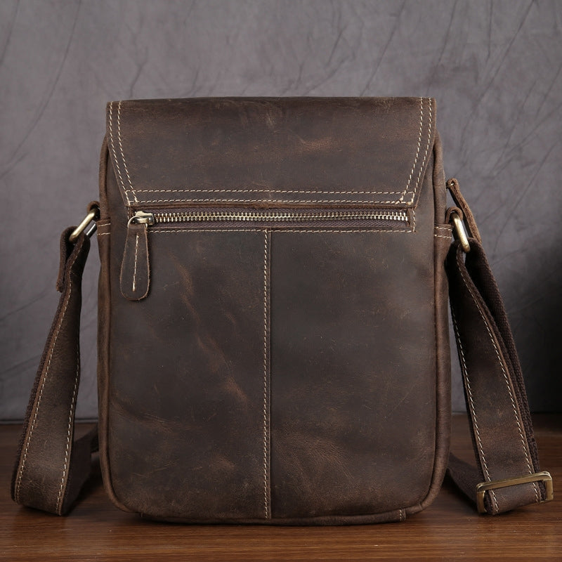 Vintage Leather Small Messenger Bag Shoulder Bag For Men