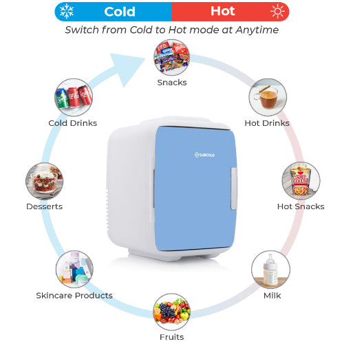 4L blue mini fridge as mini cooler and warmer