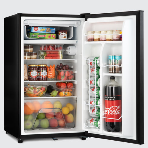 Black undercounter fridge with flexible storage