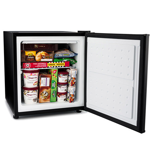 Black Mini Freezer with reversible door and adjustable feet