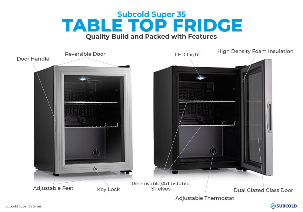 Beer Fridge - 35 Litre Glass Door Fridge Silver | Subcold Mini Fridges