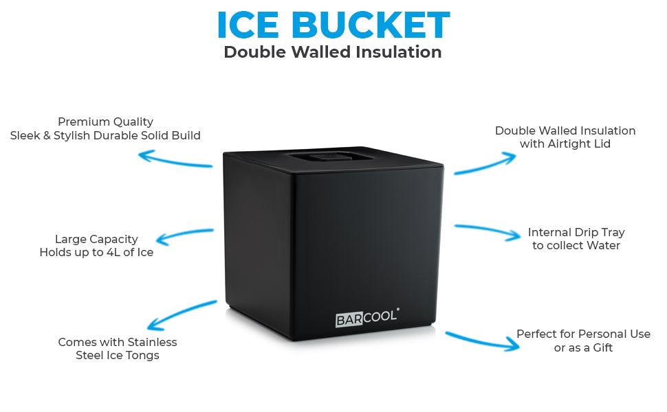 Barcool 4L Black Square Ice Bucket Infographic