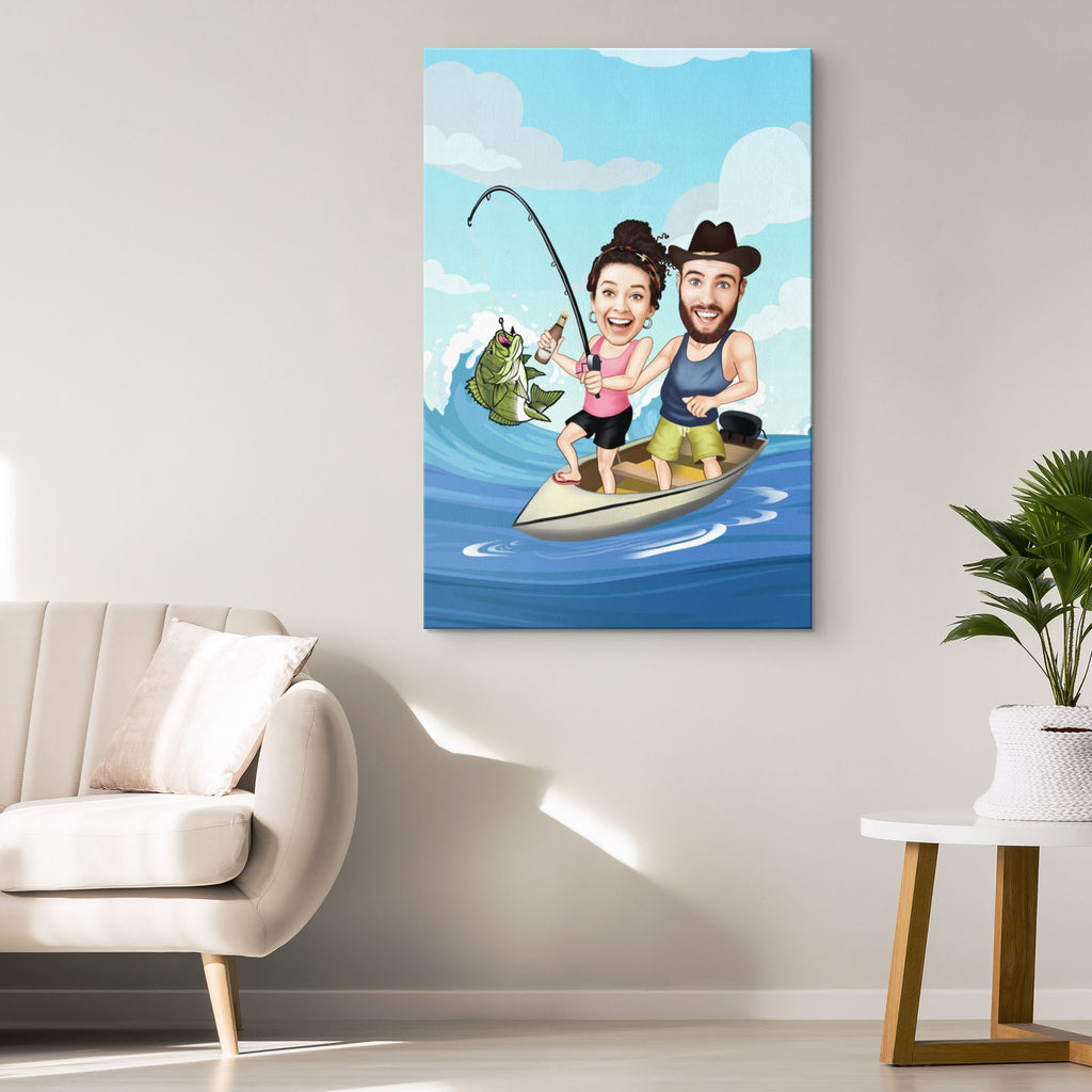 Personalized Cartoon Aligator Fishing Canvas – Custom Fairy