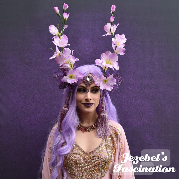 Lilac Lavender Floral Festival Nature Headdress, Purple Renaissance Fa ...