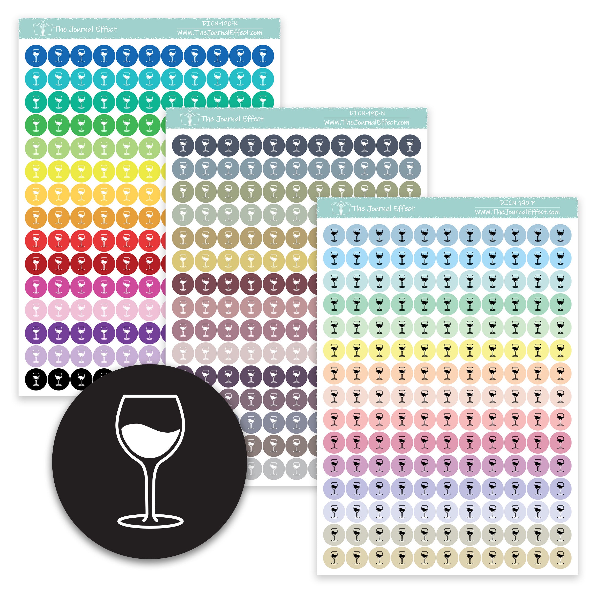 Wine Glass Dot Icon Stickers (.32")