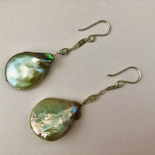 Load image into Gallery viewer, Bronze Coin Pearl Drop Earrings
