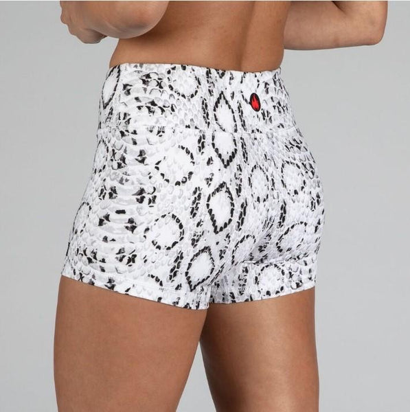 Renewed Vigor Booty Shorts (White w/ Black Logo) – MotusPR