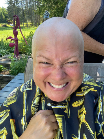 Beth Millner Jewelry Ambassador Kristen with a freshly shaved head