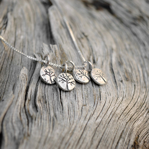 Four Season Lentil Tree charms with recycled sterling silver by Beth Millner Jewelry