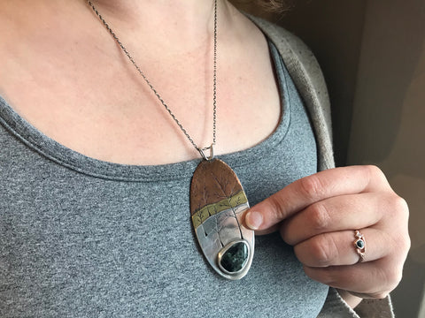 Michigan Greenstone Pendant and Ring by Beth Millner Jewelry
