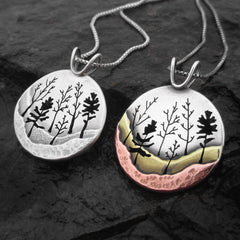 Heritage Trail Pendants mixed metal handmade by Beth Millner Jewelry