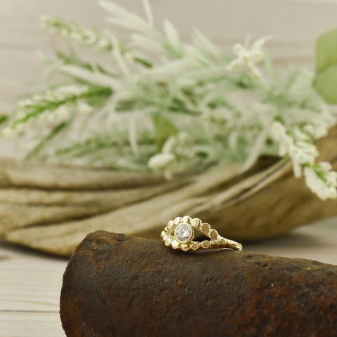 14k yellow gold ring with recycled diamond by Beth Millner Jewelry