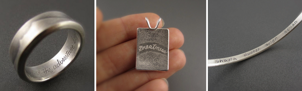 engraving silver Beth Millner Jewelry custom