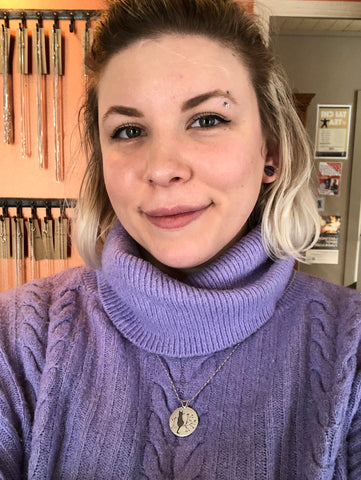Alexa wearing Cat Pendant by Beth Millner Jewelry