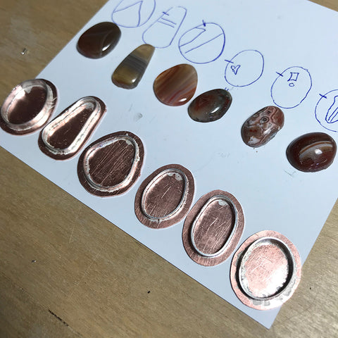 Copper bezels and Lake Superior Agates at Beth Millner Jewelry