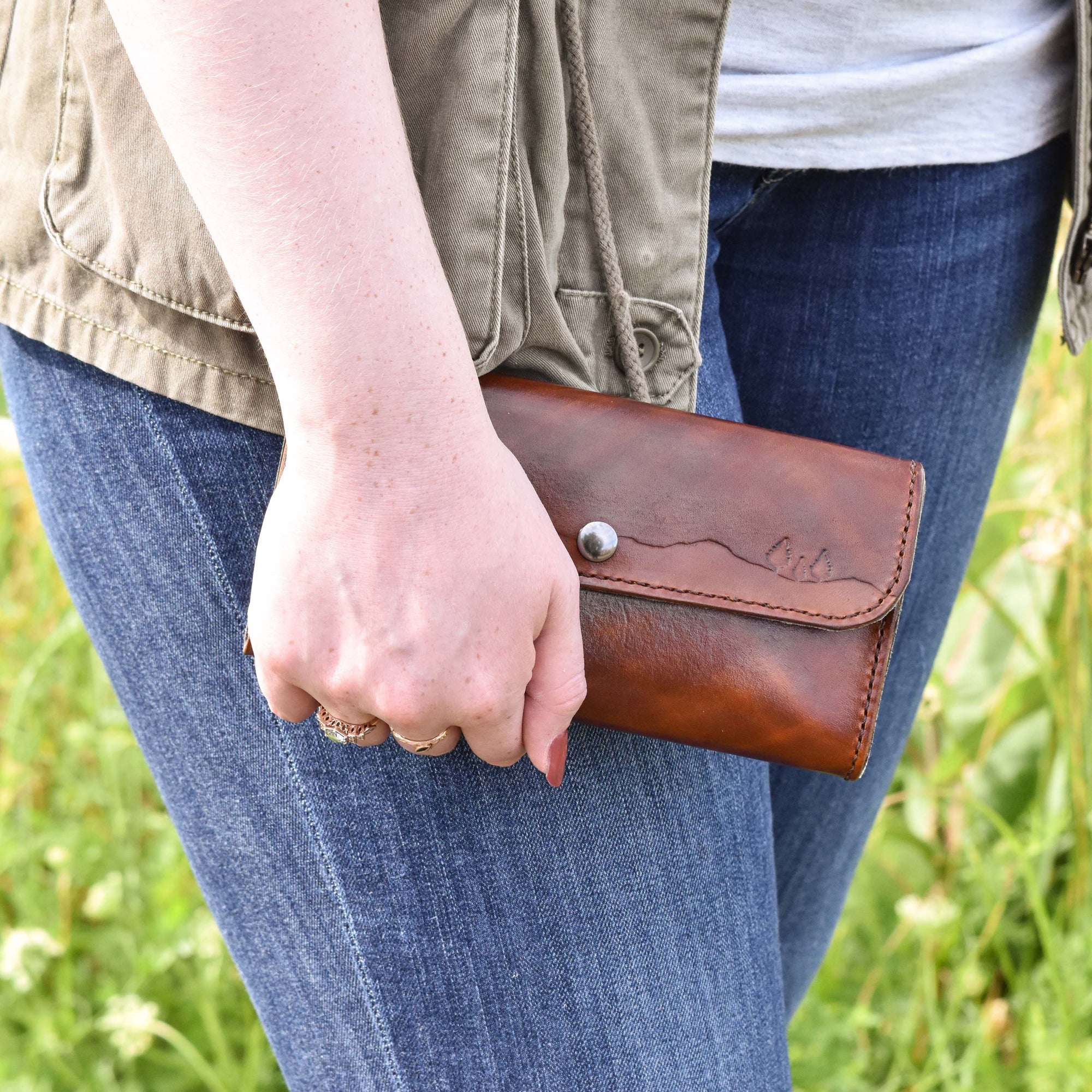 Handcrafted Leather Clutch Wallet Tree Planted with Purchase - Jewelry