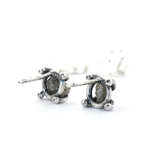 Rustic Raw Diamond Post Earrings No. 3, Silver Earrings handmade by Beth Millner Jewelry