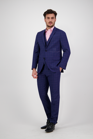 Blue Check Wool Suit