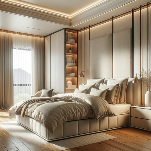 A cozy, well-lit bedroom