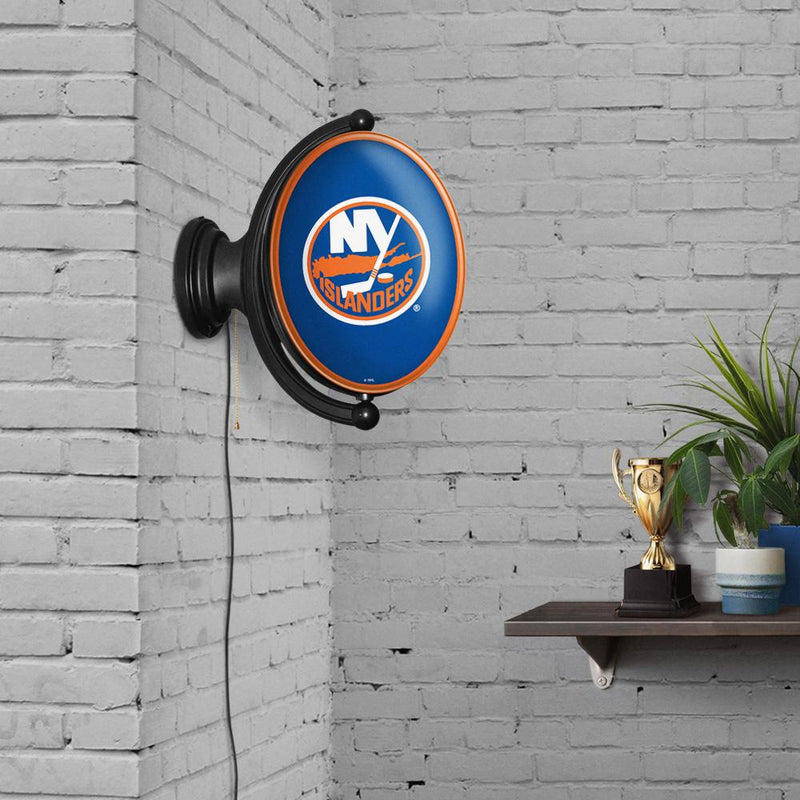 New York Islanders: Original Oval Rotating Lighted Wall Sign - Fan-Brand