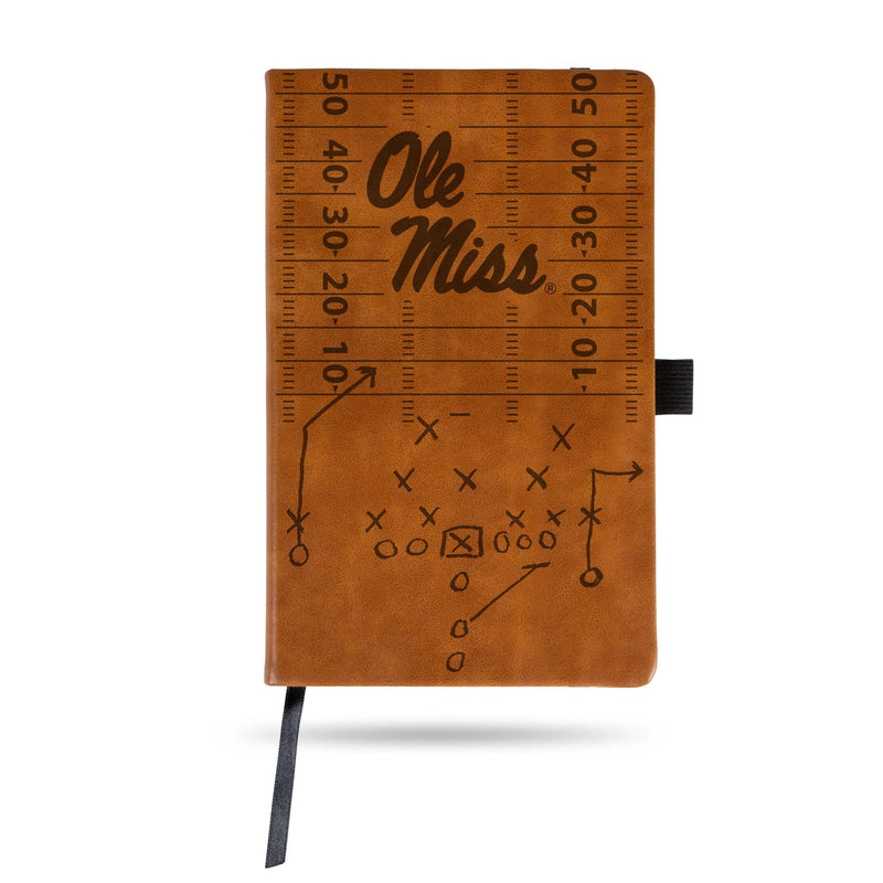MISSISSIPPI UNIVERSITY LASER ENGRAVED BROWN NOTEPAD WITH ELASTIC BAND