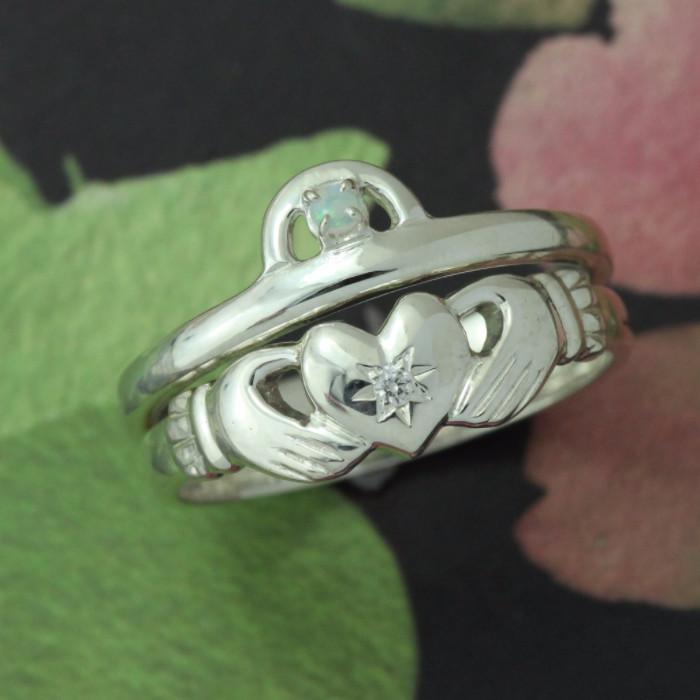 claddagh ring emerald and diamond claddagh ring matching claddagh ring set 1