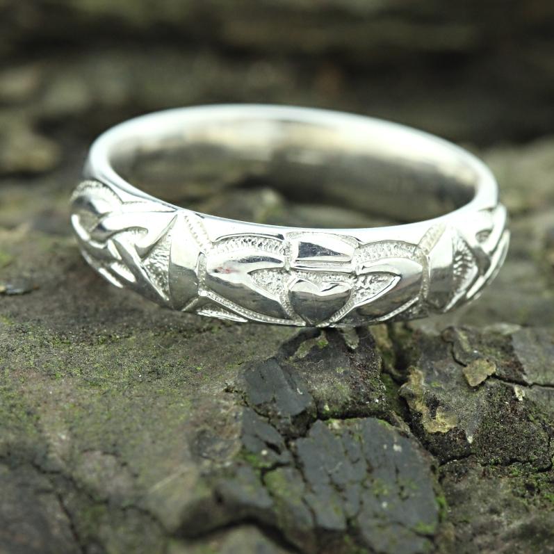 Irish Celtic wedding ring with claddagh design Irish