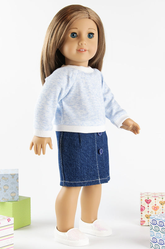 18 American Girl Doll Clothes Blue MARKET DAY SKIRT Truly Me Mix n Match  NEW