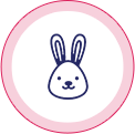 badge of little bunny to show Lubilicious products are cruelty-free, no animal testing