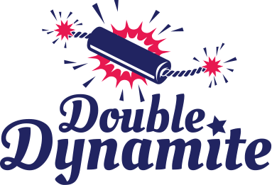 Lubilicious logo for the Double Dynamite double sided vibrator for solo play or partner play