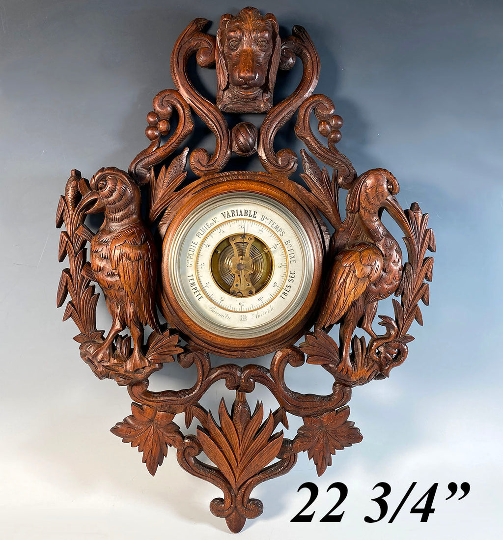 Antique French Victorian Era Hand Carved 23.5 Wall Barometer & Thermo –  Antiques & Uncommon Treasure