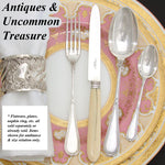 Elegant Antique French PUIFORCAT Sterling Silver & Carved Ivory 12pc Dessert Knife Set