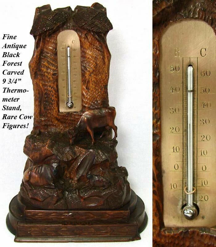 Vintage Black Cow Brand Coffee THERMOMETER Wall Hanging Advertising 8x3 1/2  Temp