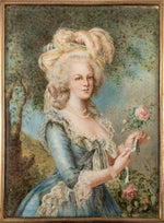 Fine Antique HP Portrait Miniature, French Marie-Antoinette apres Vigee Le Brun
