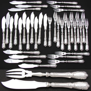 Exquisite Antique French Sterling Silver 182pc Flatware Set, 10pc Setting for Eighteen, Serving Pieces, Chests