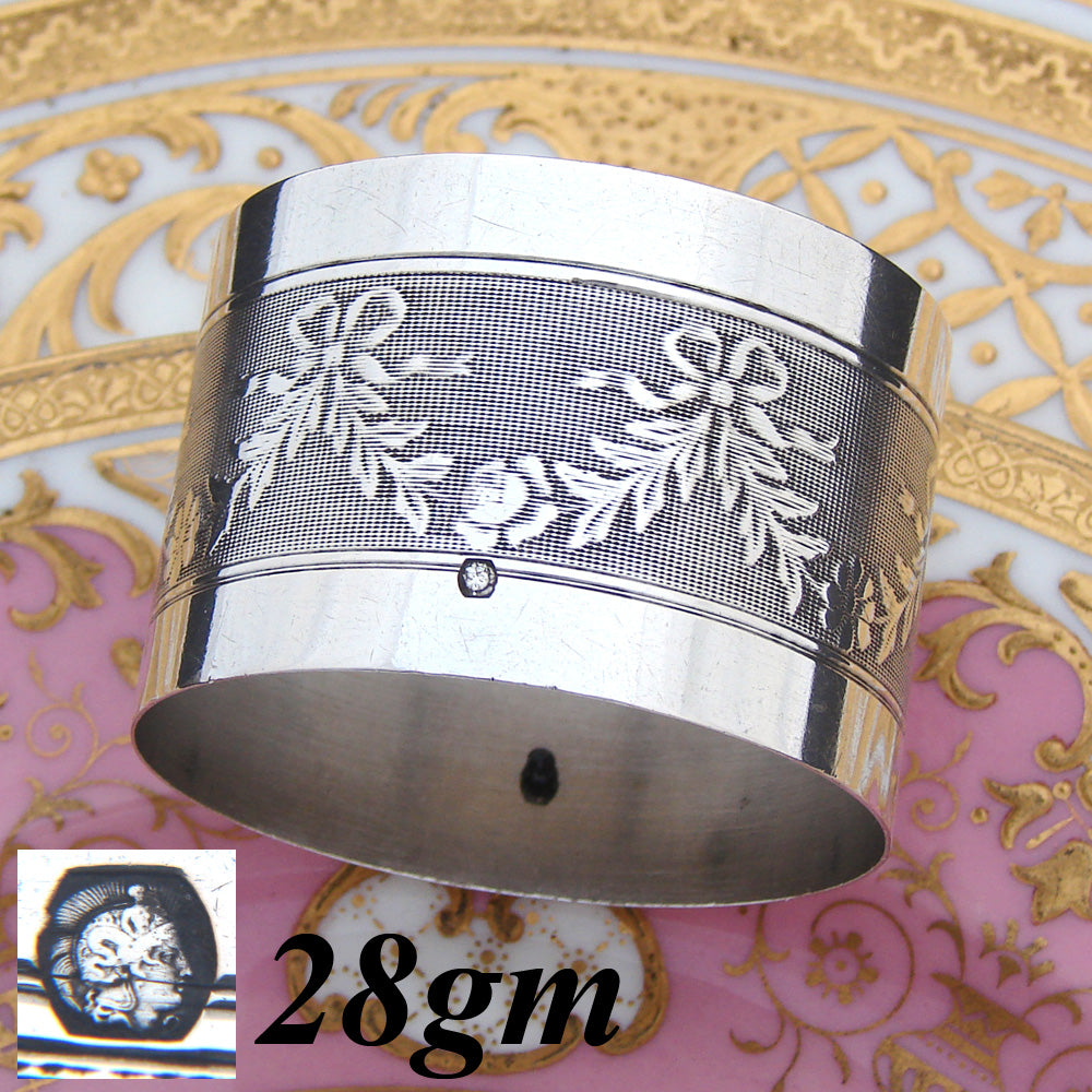 Ornate Antique French Sterling Silver Napkin Ring, Floral, RD Monogr –  Antiques & Uncommon Treasure