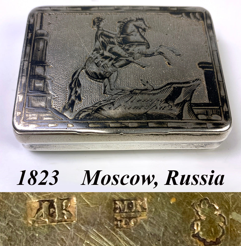 Imperial Russian Niello Silver Cigarillo Case (Moscow, 1873