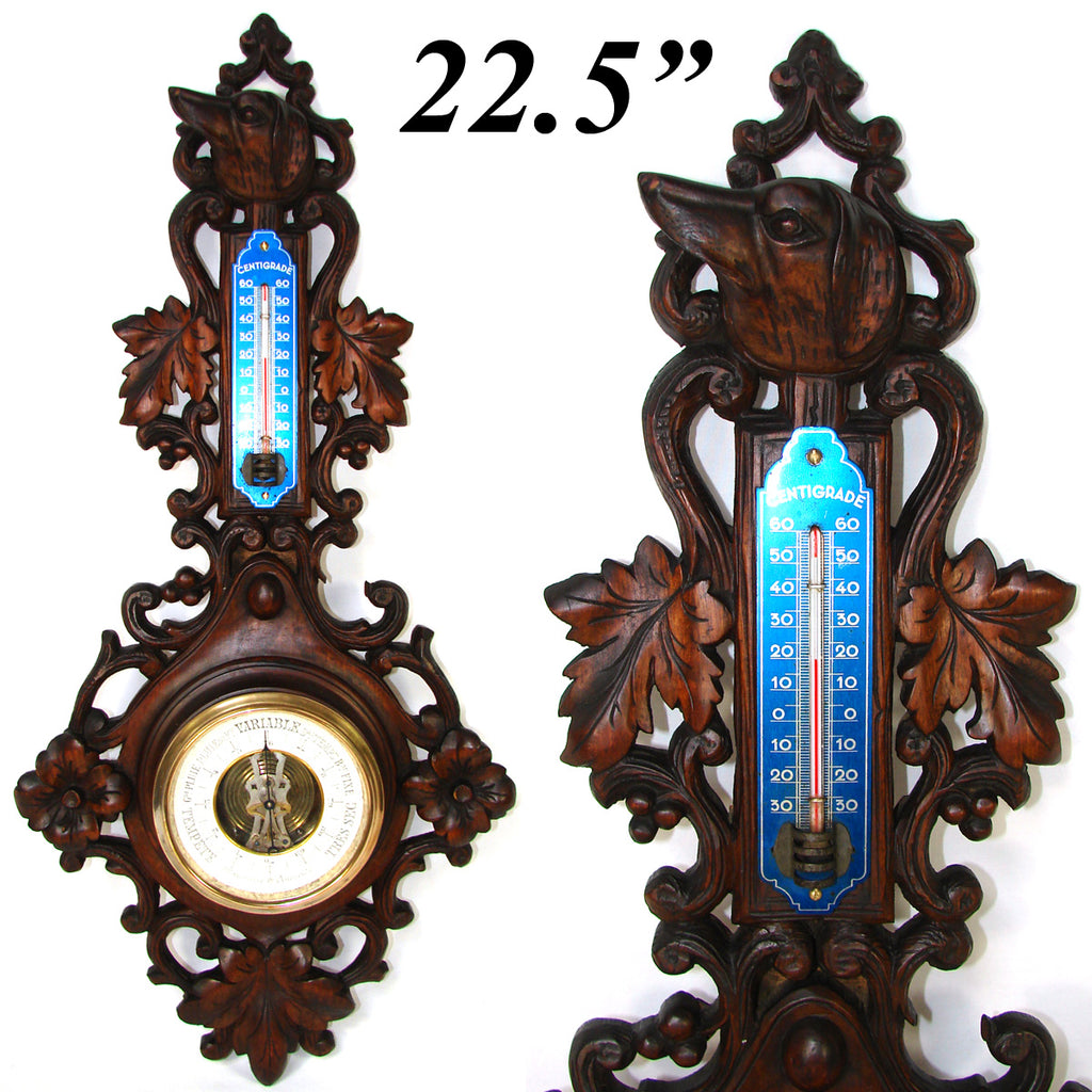 Antique French Victorian Era Hand Carved 23.5 Wall Barometer & Thermo –  Antiques & Uncommon Treasure