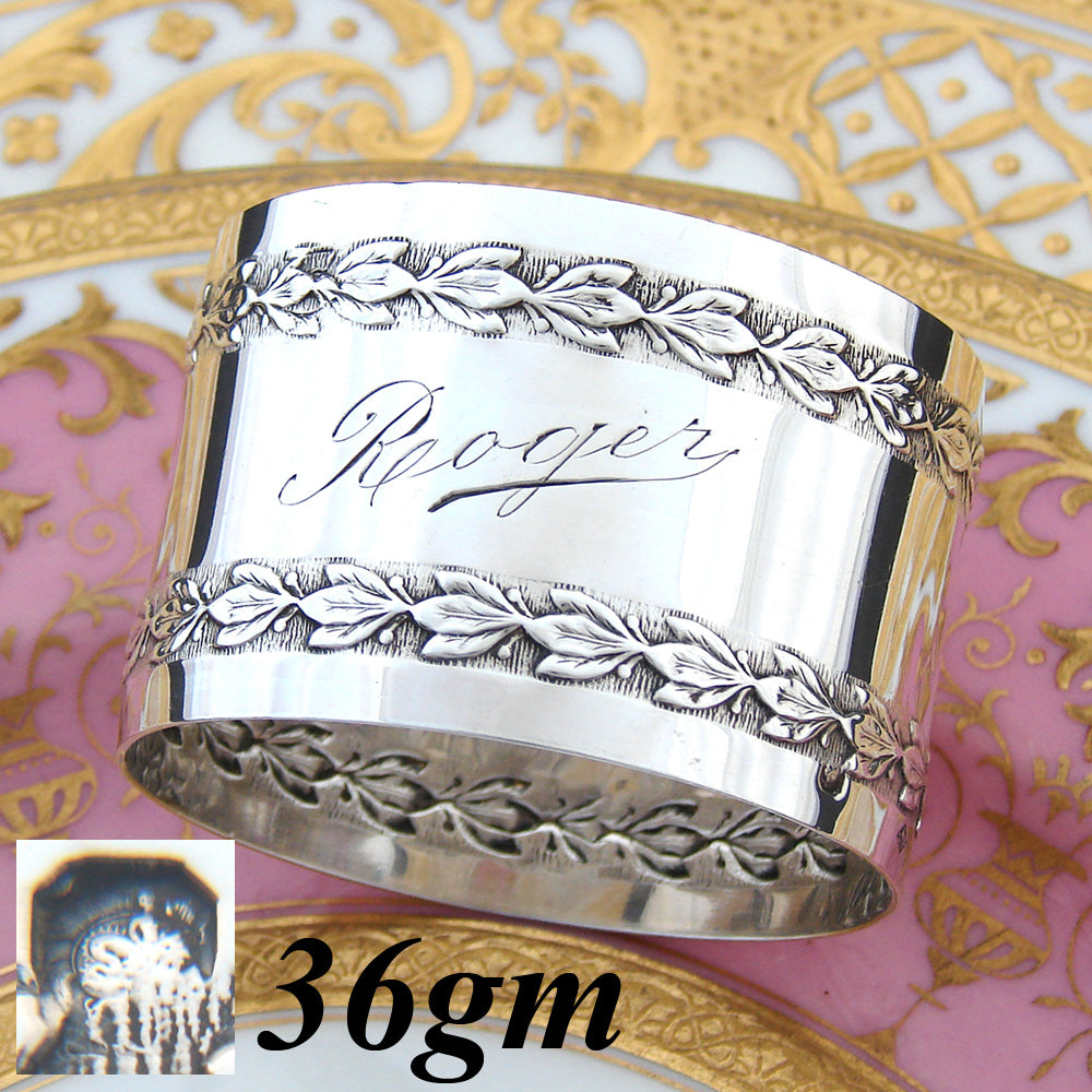 Ornate Antique French Sterling Silver Napkin Ring, Floral, RD Monogr –  Antiques & Uncommon Treasure