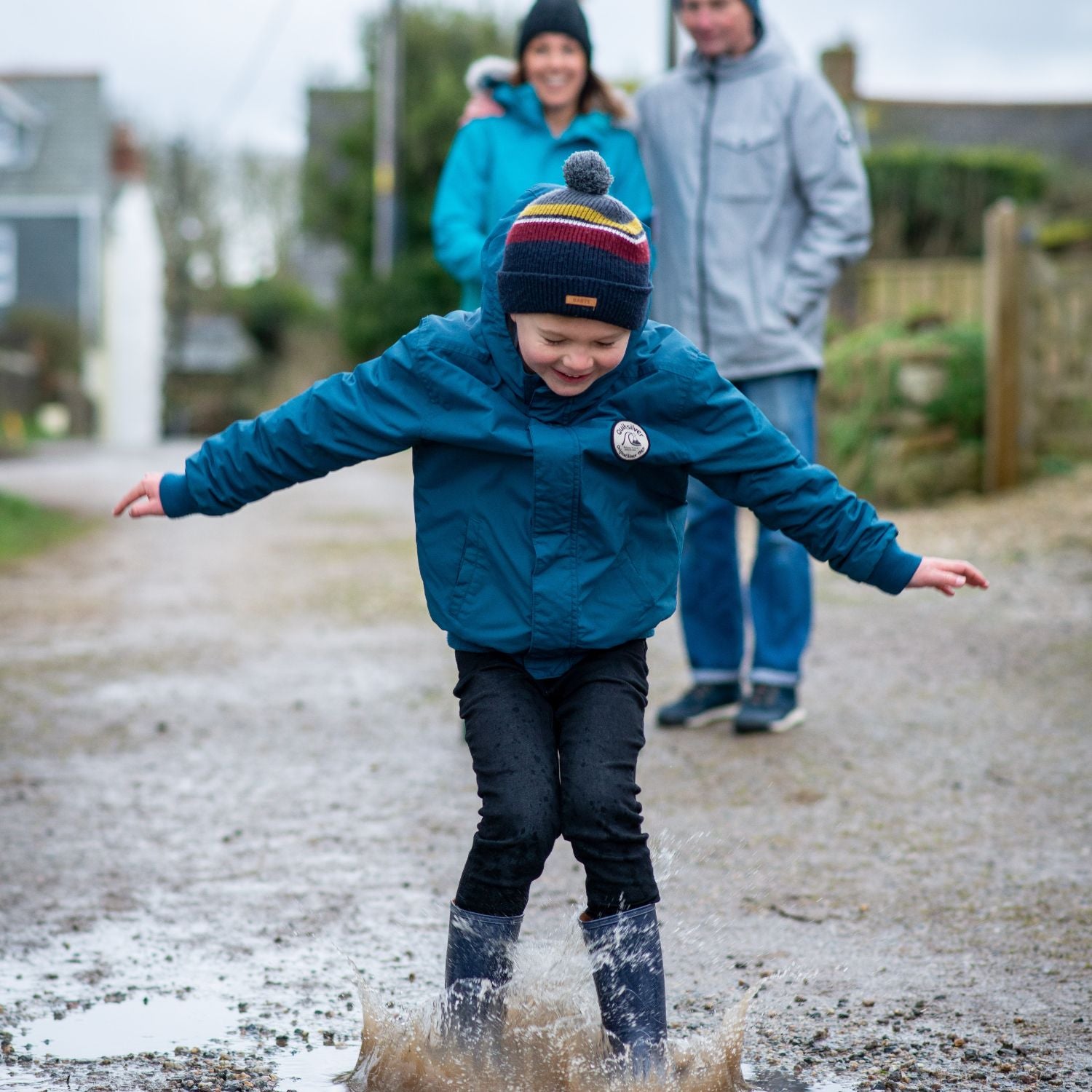 Splashing in puddles while on a Trail