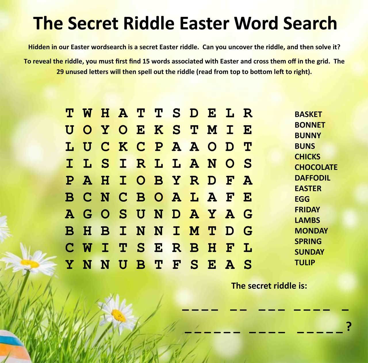 Puzzle Time... Easter Wordsearch