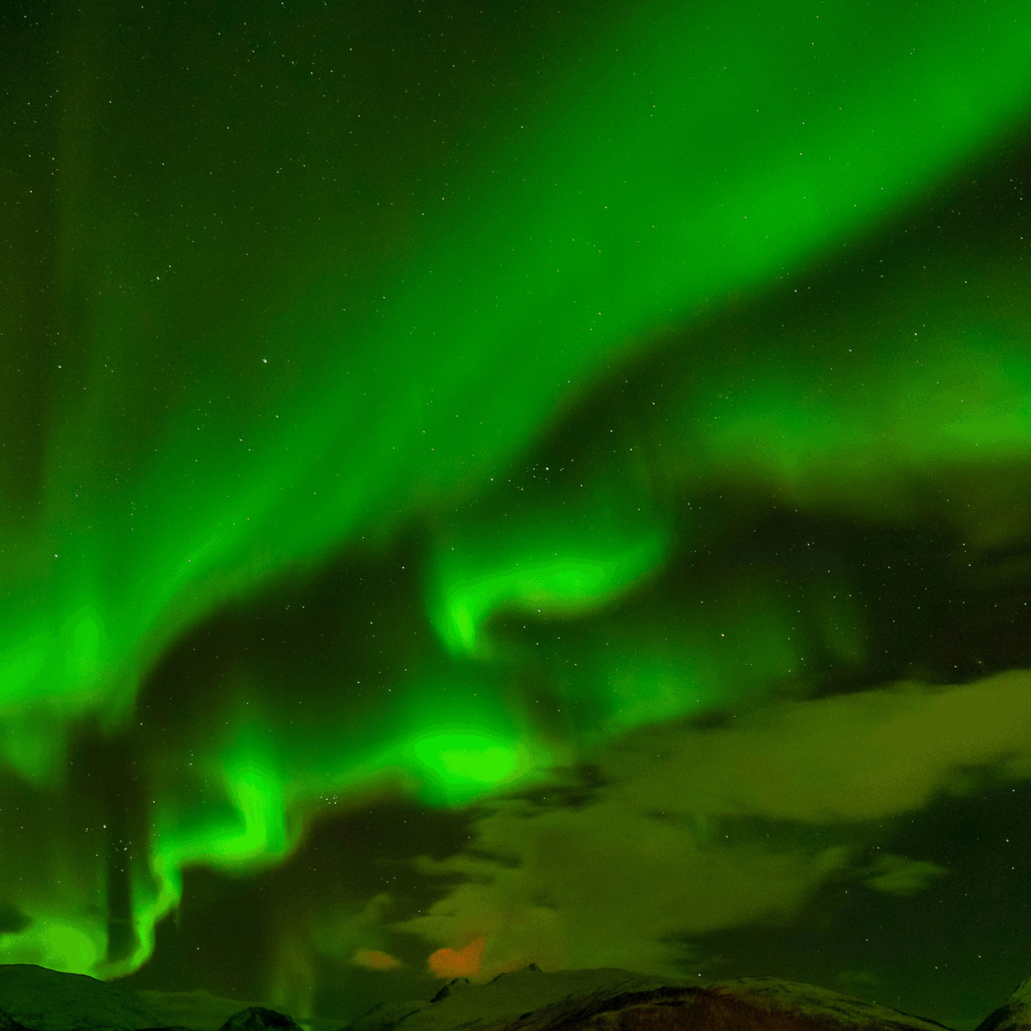 Green aurora borealis, often called the Northern Lights