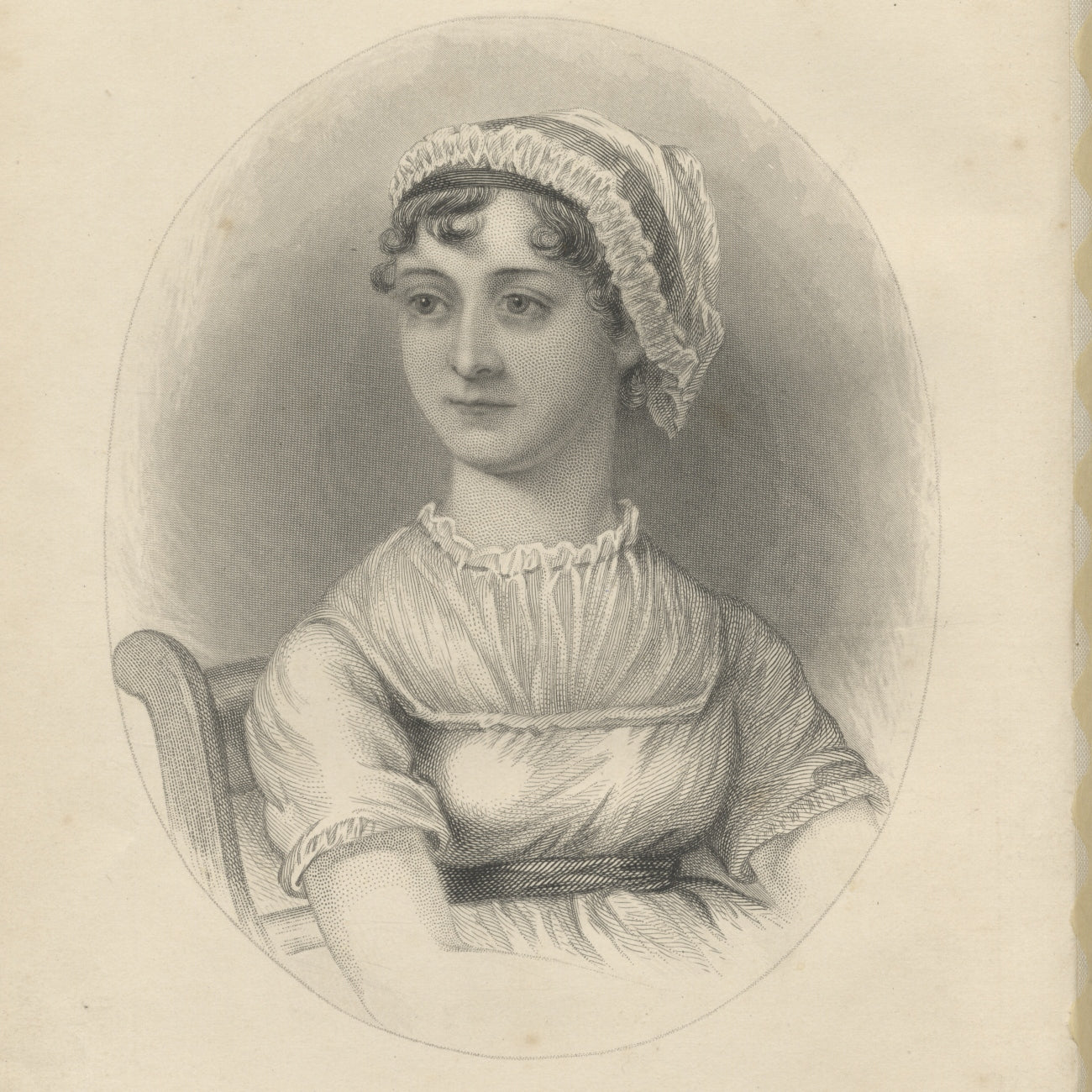 Portrait of Jane Austen, based on a sketch by her sister Cassandra