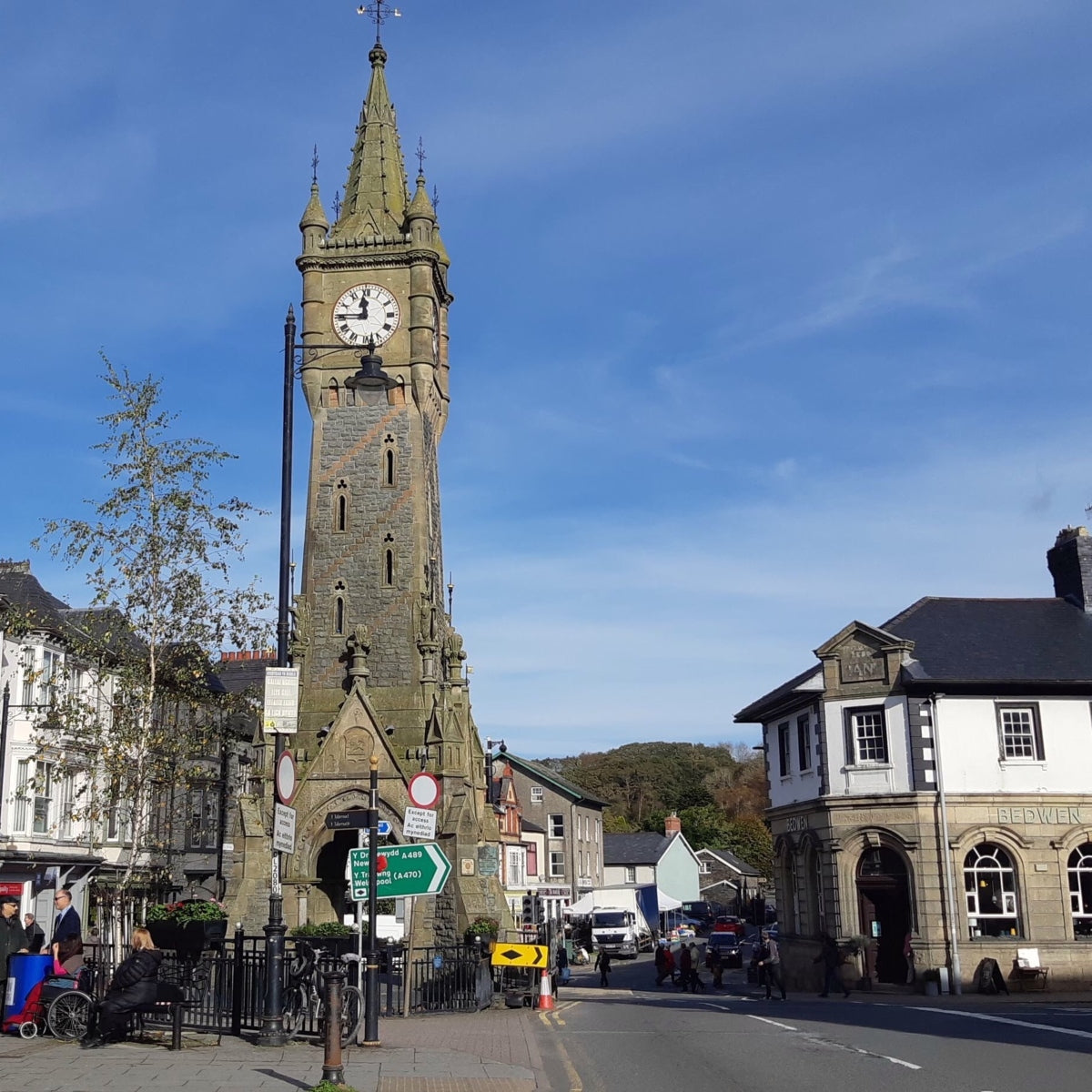 Machynlleth Clock Tower and main street