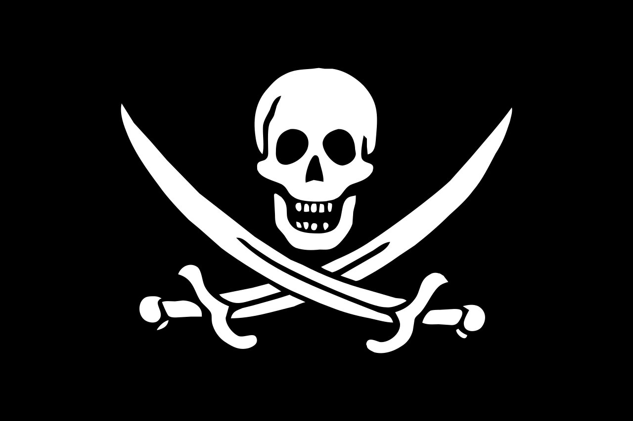 The skull and cutlass flag of Calico Jack
