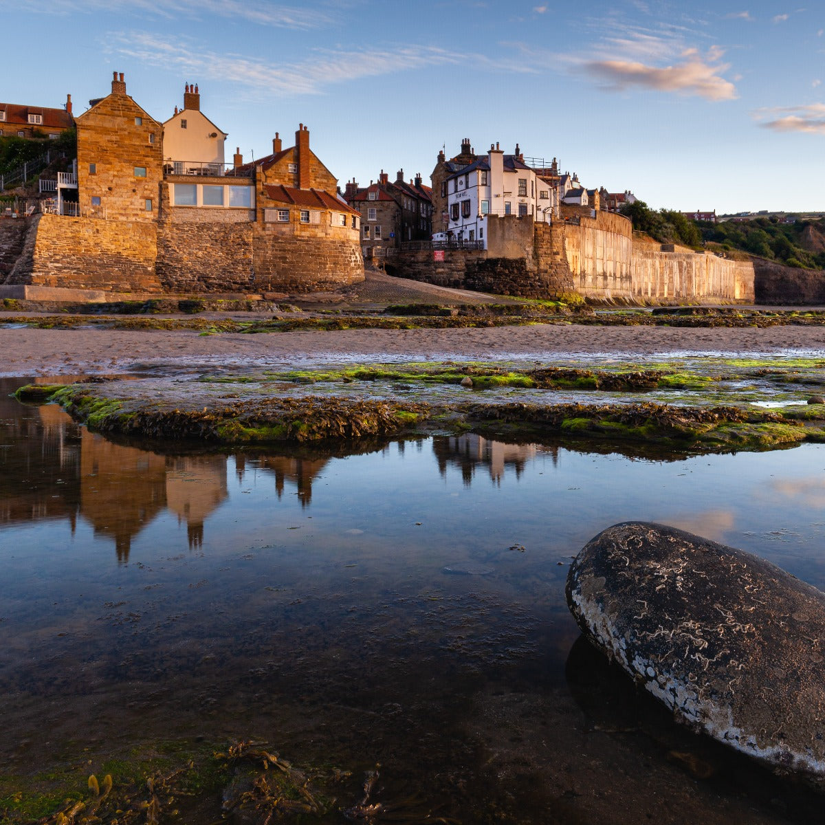 The village of Robin Hood's Bay from the beach