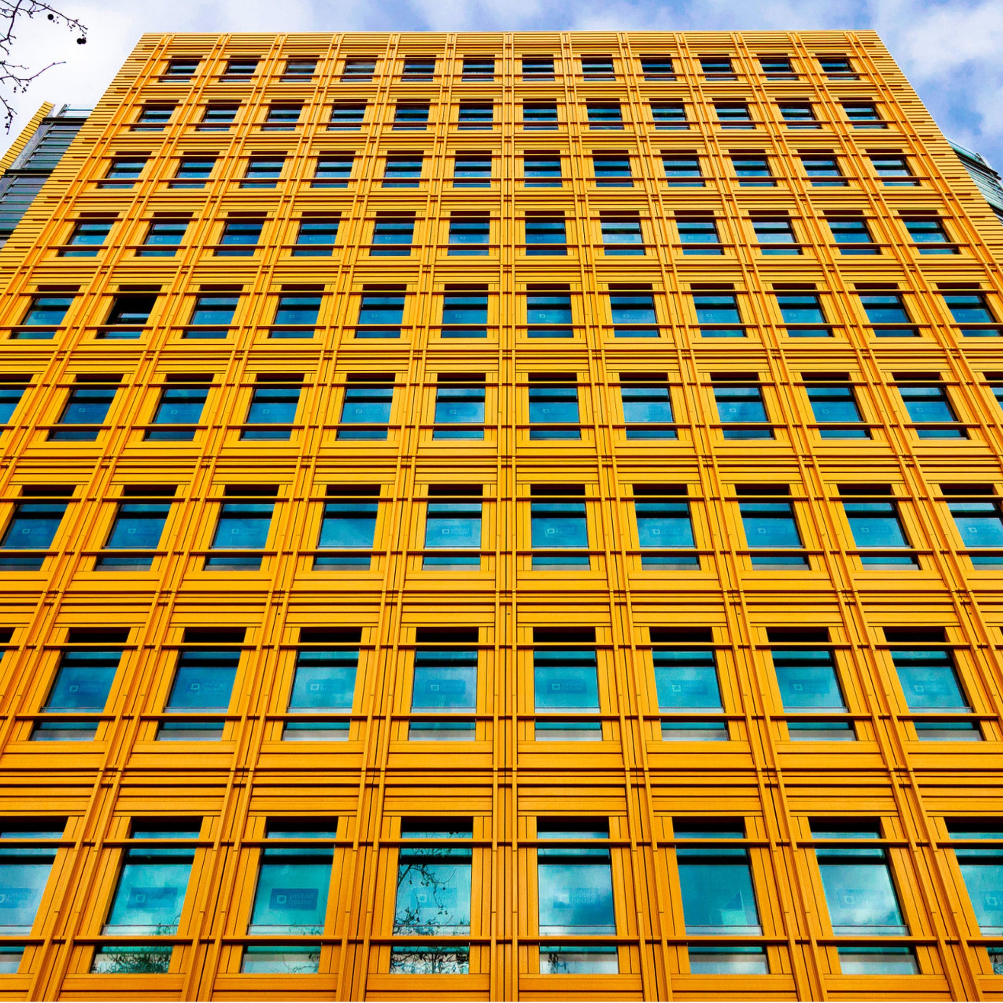 Yellow high-rise building