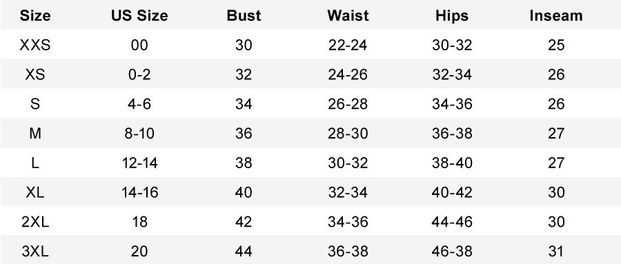 Thermal-Sets-Women Size Chart– Thermajohn